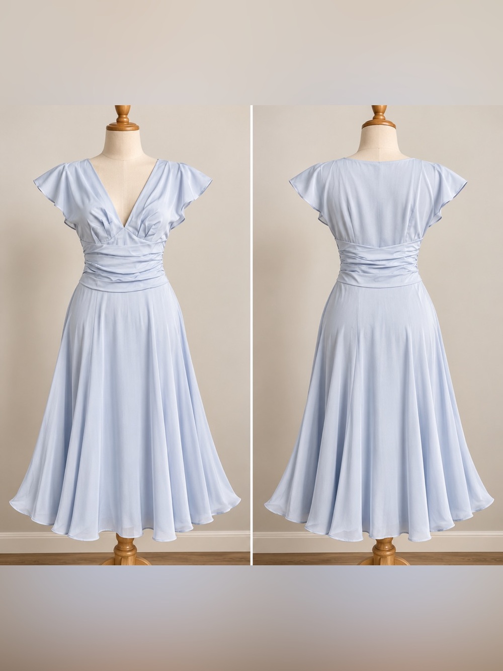 Satin Midi Dress in Blue NWT